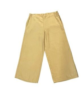 J. Jill Yellow Linen Pants Wide Leg Palazzo Lightweight Summer Relaxed Medium